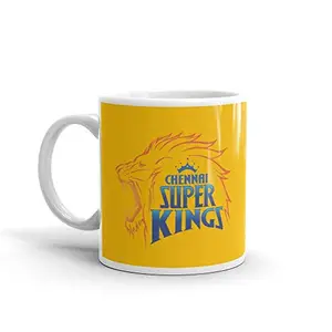 SCPmarts� Chennai Super Kings Ceramic Coffee Mug for Friend, Girlfriend & Boyfriend Glossy Finish with Vibrant Print Printed White Coffee Ceramic Mug