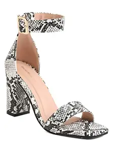 Bruno Manetti Women's White Slipon Back Strap with Buckle Heels Sandal