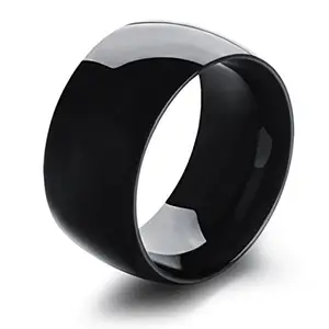 Asma Jewel House Stainless Steel Big Black Color Wide Motorbiker Ring for Men and Women