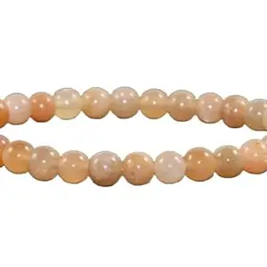 LKBEADS Natural Peach Moonstone Gemstone round 6mm smooth 7inch Beads Stretchble bracelet crystal healing energy stone bracelet for Women & Men Adjustable Size