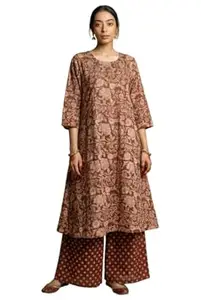ANNI Designer Women Viscose Blend Printed A-Line Kurta with Palazzo | Two Piece Ethnic Kurta Palazzo Set for Women | Ladies Indian Wear Co-Ord Set