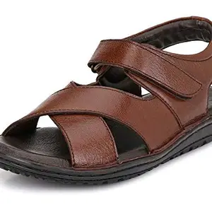 Saddle & Barnes Men's Tan Leather Sandals - 7 UK/India (41 EU)