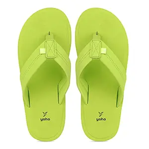 YOHO Men Lemon Green soft slippers | comfortable and stylish flip flop slippers for Men in exciting colors | Daily Use| Lightweight | Anti Skid Chappal | Bubbles Size- 10