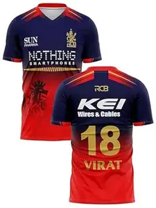 Sports Cricket Offiicial New Latest Trendy RCCBB New Jersey Virat 18 2026 (Kids,Men&Boys) (Kid's,Boy's & Men)