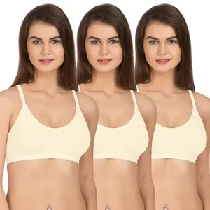 Tweens - Beginners Sports Bra - Racer Back - Non Padded - Full Coverage - Wirefree, Seamless T-Shirt Bra (TW-9314-OFFW-3PC-36B)