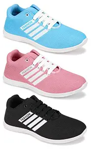 WORLD WEAR FOOTWEAR Multicolor Casual Sports Running Shoes for Women 6 UK (Pack of 3 Pair) (3A)_5047-5053-5054