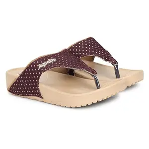 Aqualite Women FF-29 Slipper, Maroon/Beige, 7 UK/India