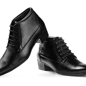 YUVRATO BAXI Men's 2 Inch Heel Height Increasing Black Casual Formal Lace-Up Derby Boot.- 5 UK