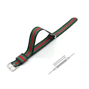 Lineon 18mm, 20mm & 22mm Stainless Steel 304 Buckle & Same Colour loop Nylon Vintage Style NATO Watch Strap ONE WAY NATO Nylon STRAP Imported Quality With Pins and Pin Remover Tool (Include)