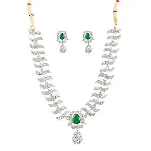 The pari Nagin inspired Green stone AD necklace set