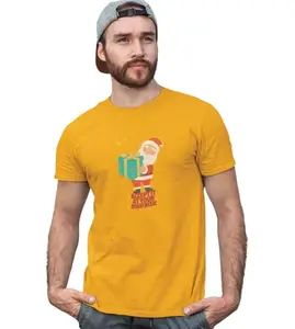 REVAMAN Gift Man Santa: Perfectly Printed T-Shirt (Yellow) Best Gift for Boys Girls