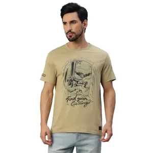 Royal Enfield Men's Relaxed Fit T-Shirt (TSO230004_Khaki