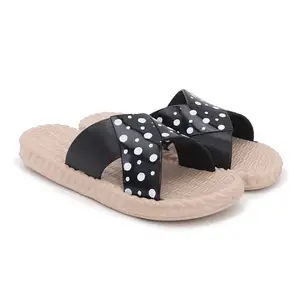 Pampy Angel Jute Women's Flip Flops Slides Back Open Household Comfortable Slippers Black,37 (Euro)