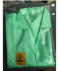 ESD Safe Apron Full Sleeve Button (Green, XL) Unisex