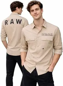 ADRO Mens Cotton Cargo Shirt in – Full Sleeve Casual Fit with Chest Pockets | Travel wear| Printed Shirts for Men