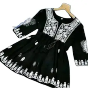 Lightweight Embroidered Georgette Short Kurti for Office Wear for The Size of -2XLs Multicolour