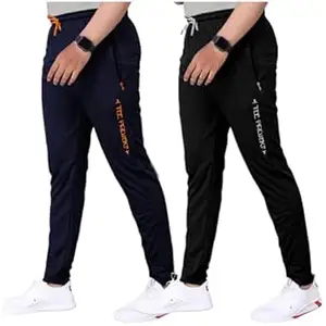 Visit the Pinkmint Store Pinkmint Men Combo Track Pant with Lycra Elastic Jogger Suitable for Active Wear, Jogger Yoga Wear, Sports (Pack of 2)