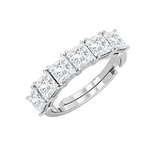 Clara Pure 925 Sterling Silver Square Eternity Finger Ring with Adjustable Band | Gift for Women Girls Wife Girlfriend | Swiss Zircon Rhodium Plated