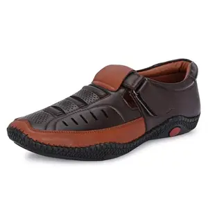 Centrino Men's Fisherman Sandals | Cushioned Insole & Hook & Loop Straps | Trendy Sporty Design with Premium Upper | Closed-Toe Sandals for Travel & Walking 6618-2_Brown_7