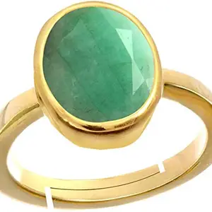 RRVGEM Natural 2.25 Ratti 2.00 Carat Natural Certified Emerald Gemstone Panna Emerald Birthstone Gold plated Ring for Men's/Women's By Lab - Certified