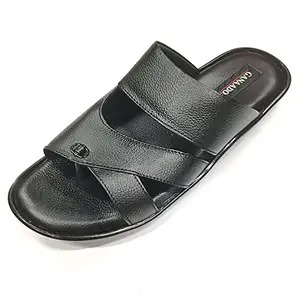 GANAADOR Branded Mens Prato Cushioned Genuine Leather Casual & Ethnic | Sandal | Slip Ons BLK 11