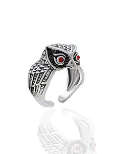 Saizen Silver Rings for Men Owl Face Ring Stylish Adjustable Silver Ring For Boys
