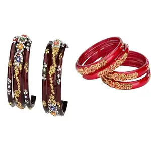 Somil Elegant Combo Bangles For Women & Girls | Stylish Bangles Set For Everyday & Functions, Pack Of 10, Maroon, Red -B562
