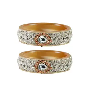 MAYA FASHION Cream stone Stud Acrylic-Brass Bangle Elegant Extra Large Size Bangle | Perfect Fit for Plus Size banglesTrendy and Comfortable Fit for woman and girls | (Sku-ban4660)