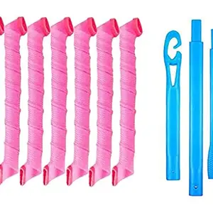 Evolluxi Hair Curlers Spiral Curls 30 cm Styling Kit, No Heat Hair Curlers,Hair Rollers Wave Styles, Heartless Spiral Curlers for Women Girls Short Long Hair Styling Tools (Pack of 7)