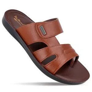 WALKAROO Men's Slip On Comfort Office Sandals - WE1327 Bombay Brown