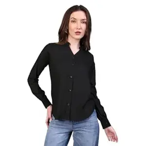 Urbano Fashion Women's Modal Viscose Full Sleeve Regular Fit Casual Solid Shirt with Mandarin Collar