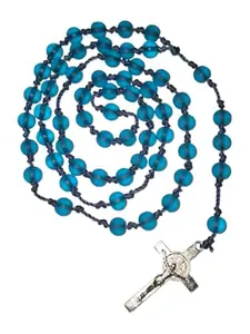 Christian Catholic Rosary Beads, Silver Crucifix, Navy Cord, Prayer Necklace for men and women. Japamala, mary Prayer, kontha, mala, maala