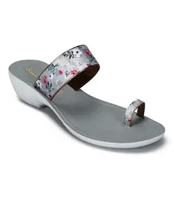 PARAGON Women's Grey Sandals | Stylish Slip On Flat Sandals with Cushioned Soles | Comfortable Everyday Sandals for Outdoor Use