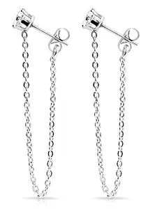 Via Mazzini No-Tarnish No-Rusting Front Back Crystal Earrings For Women And Girls (ER01223)