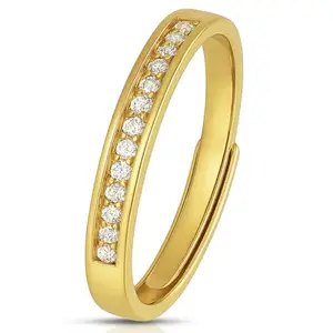 ZAVYA 925 Sterling Silver Gold Plated Ring Gorgeous Cubic Zircon - Gift for Wife and Girlfriend|Modern Minimalistic Silver Jewelry|With Authenticity Certificate & 925 Stamp