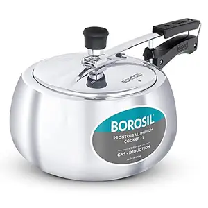 Borosil Pronto Induction Base Inner Lid Aluminium Pressure Cooker, 3.6 mm Thick Base, 2 L, Silver price in India.