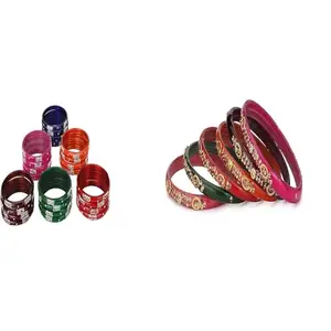 Somil Combo Bangles Set For Women & Girls | Multi-Color Chudi | Wedding, Festival, Daily & Occasion Use, Pack Of 32, Multicolor, Red -A228