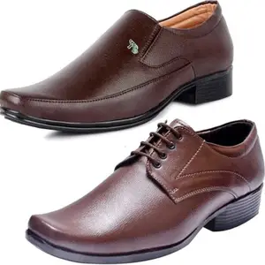 Vitoria Derby Shoes for Men | Shoes for Men with PU Sole | Comfortable & Lightweight |Durable & Trendy Design | Color : Multicolor | Size : 10, VTR_1004Brwn_VTR_2006BdrBrwn_2S_10
