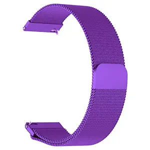 ACM Watch Strap Magnetic Loop 20mm compatible with Boat Wave Pro 47 Smartwatch Luxury Metal Chain Band Purple