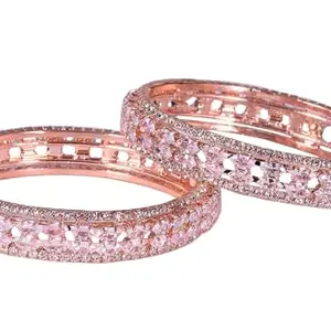 Premium American Diamond Rose Gold Bangles for Women – Rose Gold Crystal Kada with Diamond-Cut Sparkle Finish