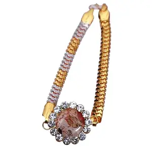 ADITYA GIFT GALLERY | Jai Guru Ji Maharaj Handmade Golden only Bracelets for Men and Women/Guruji Bracelet Swaroop Blessing of Guruji | Guru Ji swaroop Bracelet in chain style