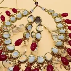 Bhagwati jewels art | kundan moti necklace set for women 9016