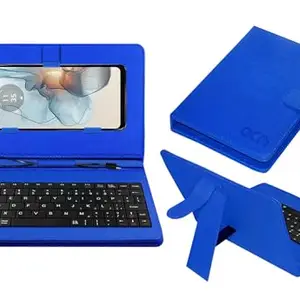 ACM Keyboard Case Compatible with Motorola G24 Power Mobile Flip Cover Stand Direct Plug & Play Device for Study & Gaming Blue