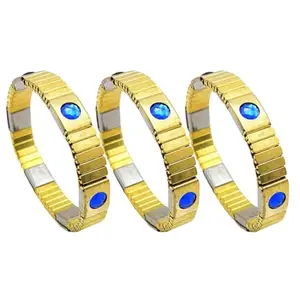 Bracotive Bio Magnetic Bracelet | Pack of 3 | For Women | 6 High Power Magnet | Stretchable Chain | Water Proof | Gift For Parents | Gift For Husband | Infinity Colour Stones (Red) (blue) (blue)