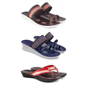 Women's Sandals | Lightweight Wear| Stylish & Easy to Wear For Women'S PCV-SAN-(COMBO-3)-1990-1947-1958-8