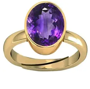 15.25 Ratti Amethyst Ring Katela Original Certified Natural Amethyst Stone Ring Astrological Birthstone Gold Plated Adjustable Ring for Men and Women,s[KS169]