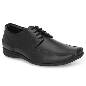 JON MARKER Men Leather Formal Black Derby Shoes For Men Stylish Leather Dress Oxfords With Lace-Up Closure, Comfortable Footbed, & Timeless Design For Office &Formal Events Black Colour