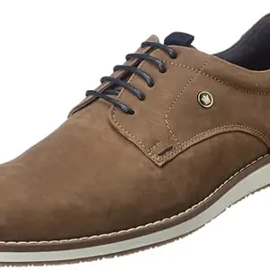 Louis Philippe Men Tan Solid Derby Casual Velvet Touch Suede Leather Light Weight Fabric Slip Resistant Flexible Toe Shoes