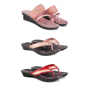 Women's Comfortable Sandal,Casual Lightweight Sandal for Everyday Wear for women's(GR-(COMBO-3)-1950-1956-1958-5)