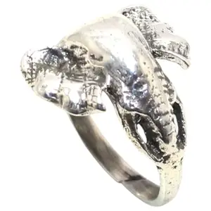 Rajasthan Gems Adjustable Elephant Ring 925 Sterling Silver Jewelry Handmade Men Women Unisex Gift k097